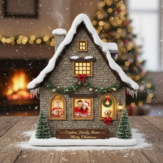 Custom Photo & Family Name 'Stone Haven Holiday' Acrylic Plaque