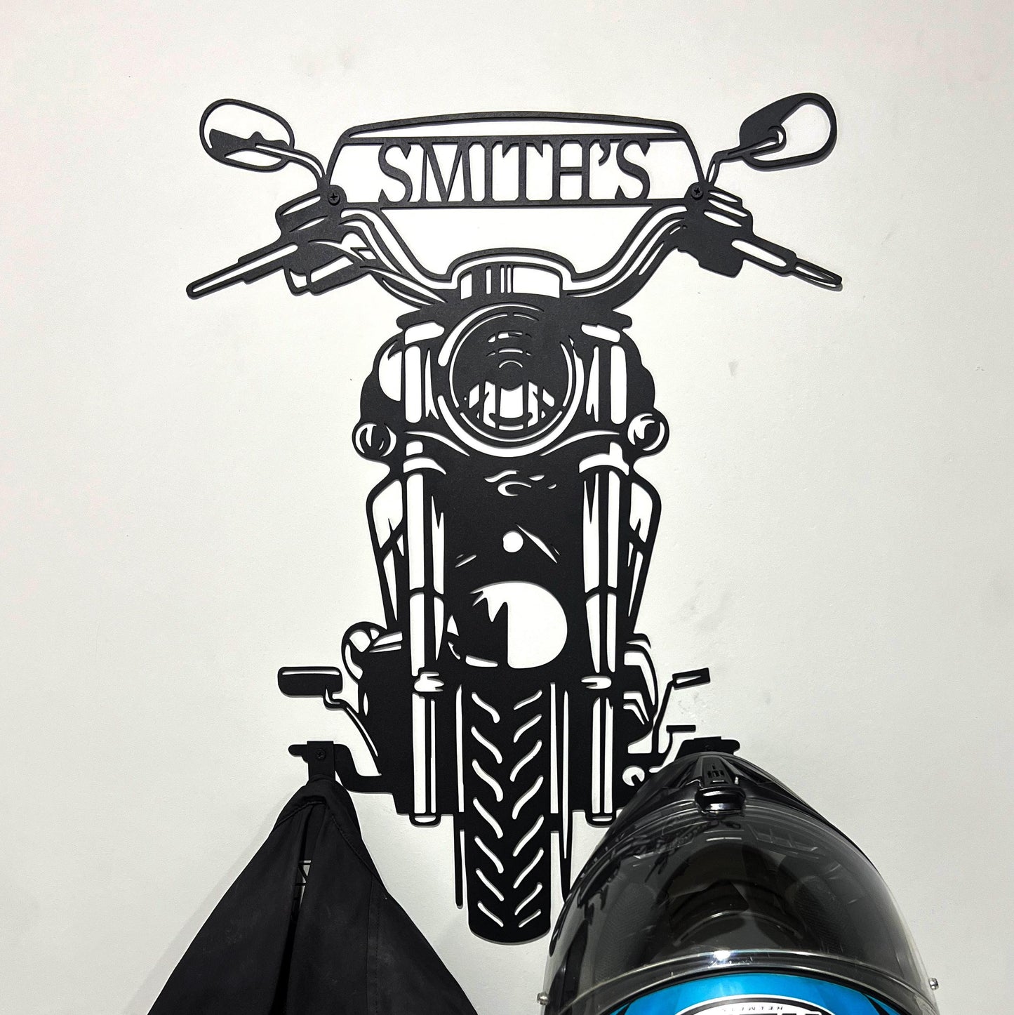 Custom Motorcycle Helmet Holder Metal Art