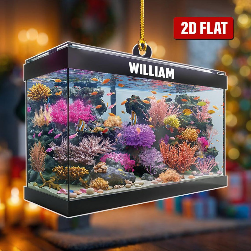 Personalized Aquarium Fish Tank Christmas Ornament Custom Name Gift Ideas For Him Boys Kids Ornament Fish Aquarium Ornament Christmas Tree