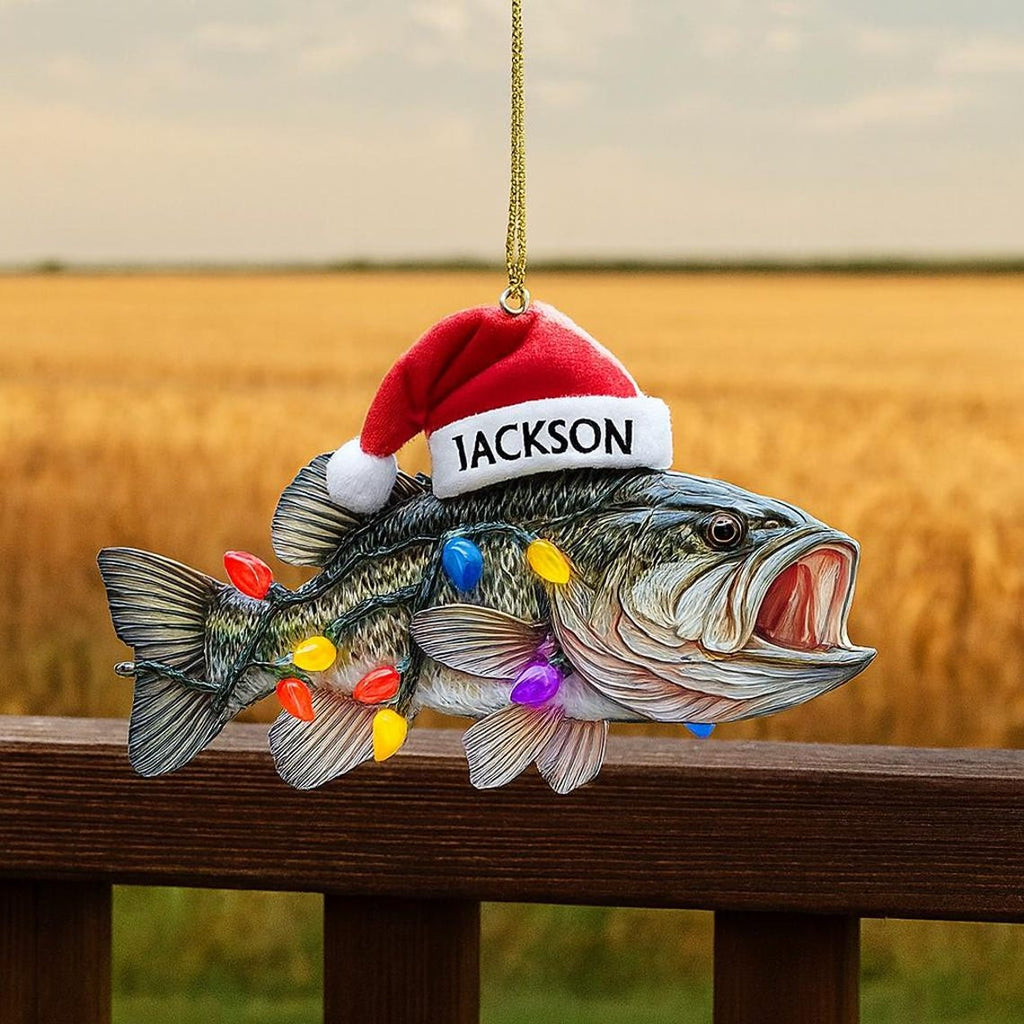 Personalized Bass Fish Christmas Ornament, Custom Holiday Tree Decor, Perfect Gift for Fishermen