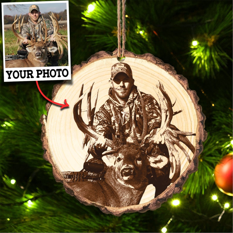 Custom Photo Deer Hunting Ornament Gift for Deer Hunter