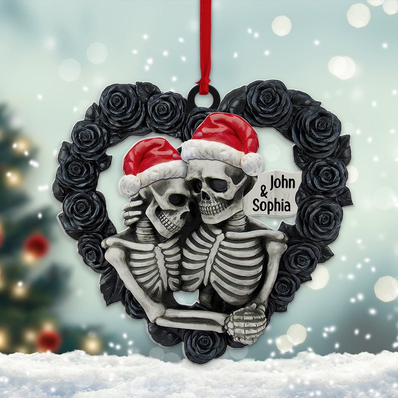 Personalized Skull Couple Christmas Ornament