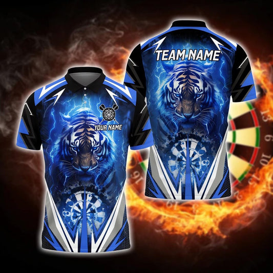 Custom Dart Team Shirt, Personalized Lightning Polo with Name & Team, Bold Sportswear Design, Gift For Him.
