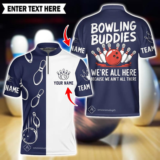 Strike Up the Laughs! Funny "Bowling Buddies" Personalized Team Polo Shirt, Bowling Team Jersey for Men & Women, Gift For Dad.