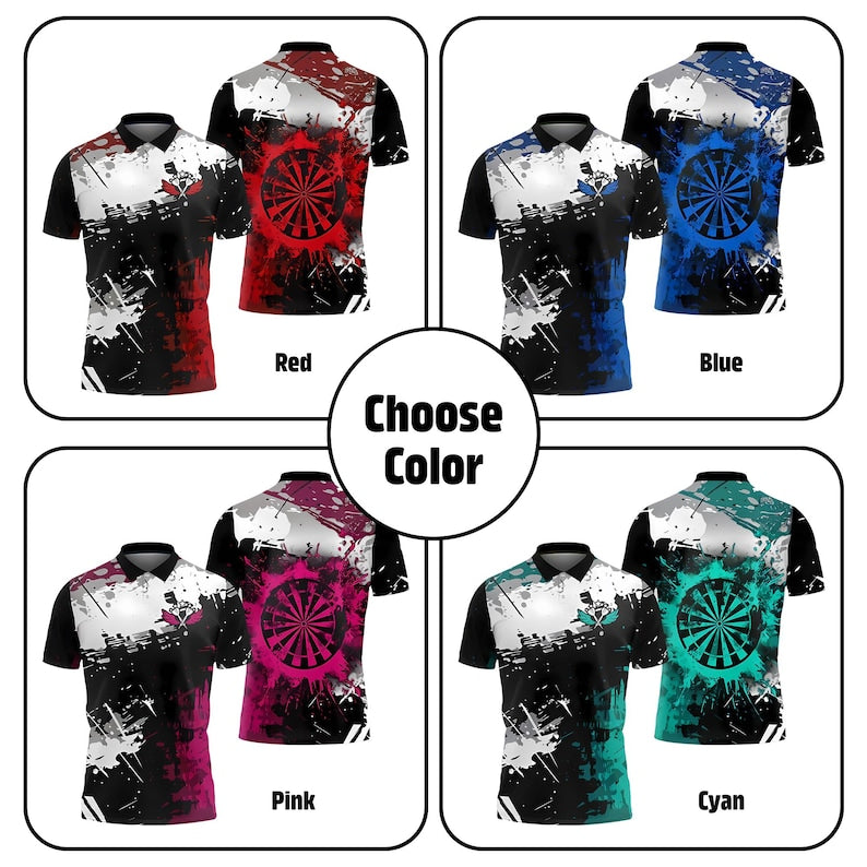 Abstract Splash 3D Darts Jersey With Custom Name & Team, Artistic Sportswear For Gift Or Tournament, Shirt For Men Or Darts Player.