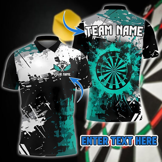Abstract Splash 3D Darts Jersey With Custom Name & Team, Artistic Sportswear For Gift Or Tournament, Shirt For Men Or Darts Player.