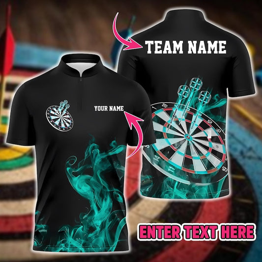 Custom 3D Darts Polo Shirt With Name & Team, Dynamic Sportswear For Gift Or Match Day, Personalized Shirt For Men Or Dart Players.