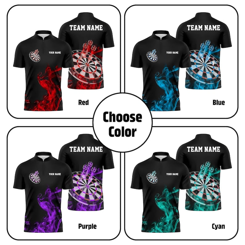 Custom 3D Darts Polo Shirt With Name & Team, Dynamic Sportswear For Gift Or Match Day, Personalized Shirt For Men Or Dart Players.