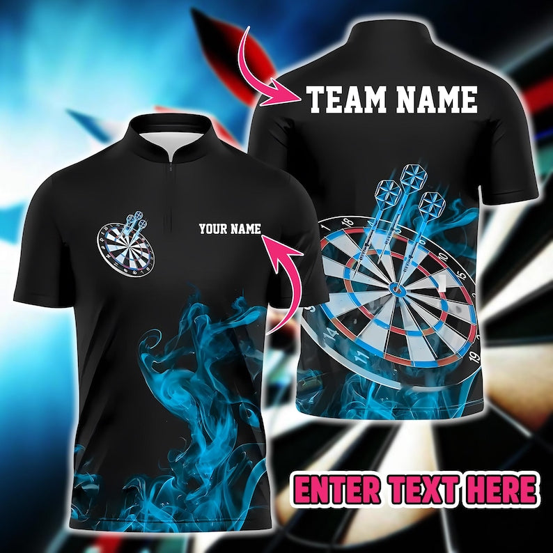 Custom 3D Darts Polo Shirt With Name & Team, Dynamic Sportswear For Gift Or Match Day, Personalized Shirt For Men Or Dart Players.