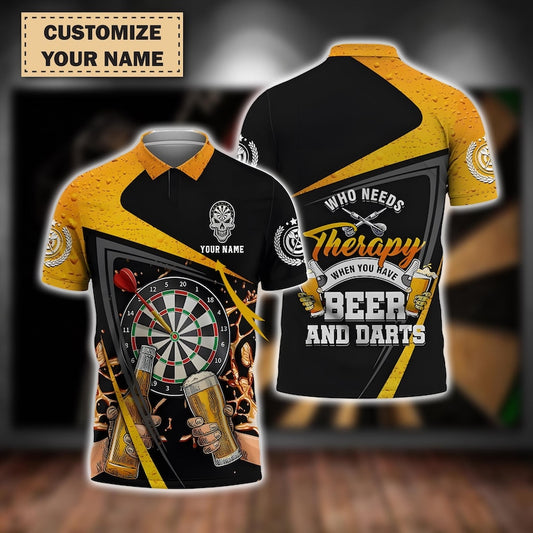 Darts and Beer 3D Shirt – Fun Drinking Theme with Personalized Name & Design, T-shirt, Polo, Sweatshirt, Hoodie, Gift For Team, Dad Gift.