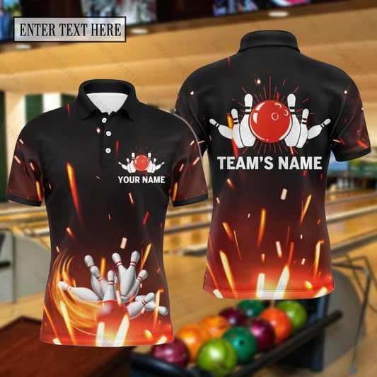 Personalized Multicolored Bowling Polo Shirt, Custom Name Bowling Short Sleeve Shirt, Bowling Team Gift, Gift for Bowling Players,Sport gift