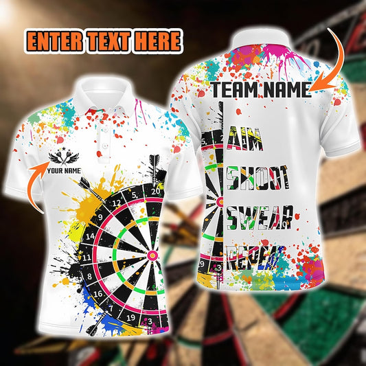 Funny Dartboard Artwork Darts Tee With Custom Name & Team, Vibrant Sports Apparel For Gift Or Tournament, Shirt For Men Or Darts Enthusiasts