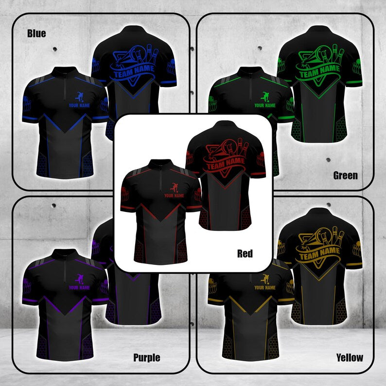 Custom Bowling Polo for Men, Personalized Polo Shirt, Team Bowlers Uniform, Short Sleeve Bowling League Outfit Gift.