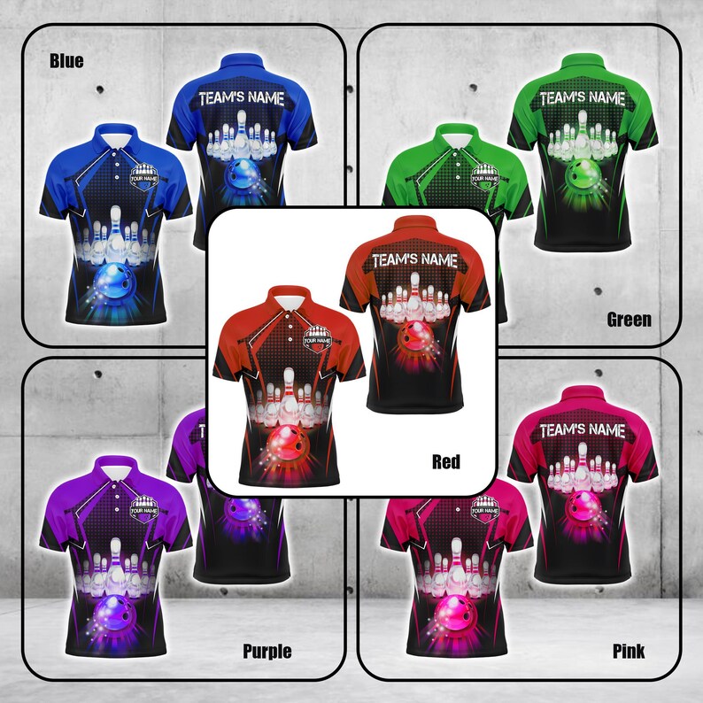 Personalized Bowling Polo for Men, Custom Bowling Polo Shirt, League Team Uniform, Gift for Bowlers, Short Sleeve Sports Shirt.