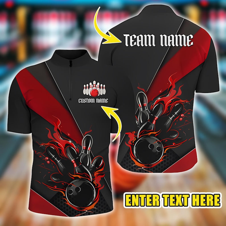 Personalized Bowling Polo, Custom Name Team Jersey for Men and Women, League Bowler Uniform Shirt, Gift for Players.