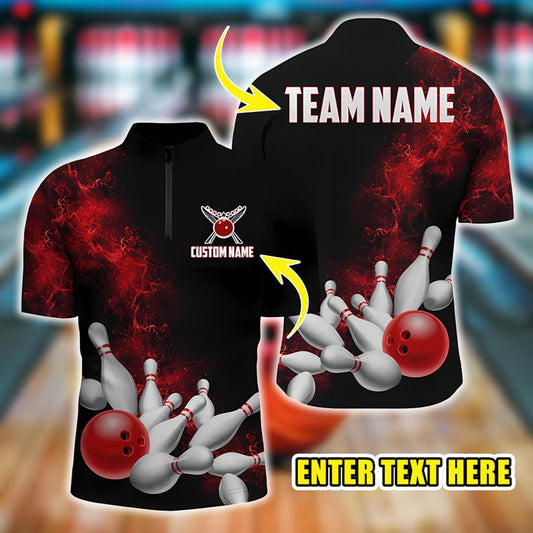 Custom Bowling League Uniform, Personalized Red Strike Bowling Shirt for Unisex, Personalized Team Jerseys, Sports Shirt, Gift for Bowlers.