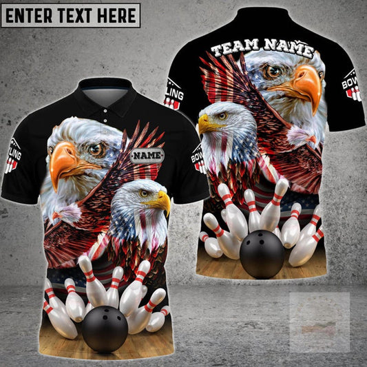 Personalized USA Eagle Bowling Polo Shirt: Custom Name, Team Outfit 1