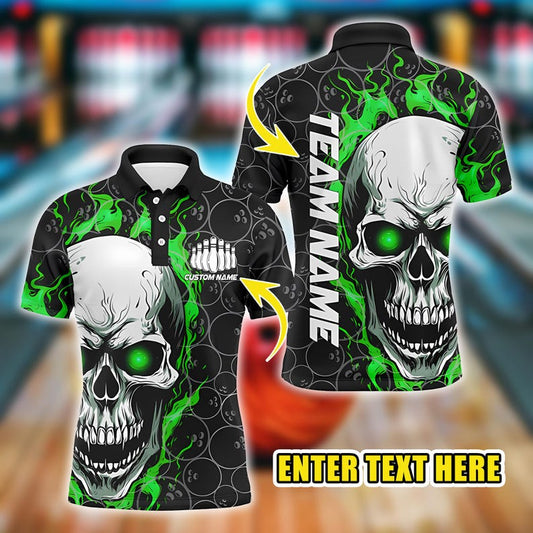 Custom Bowling Polo, Personalized Team Name Jersey for Men, Fiery Bowler Uniform Shirt, Gift for League Players.