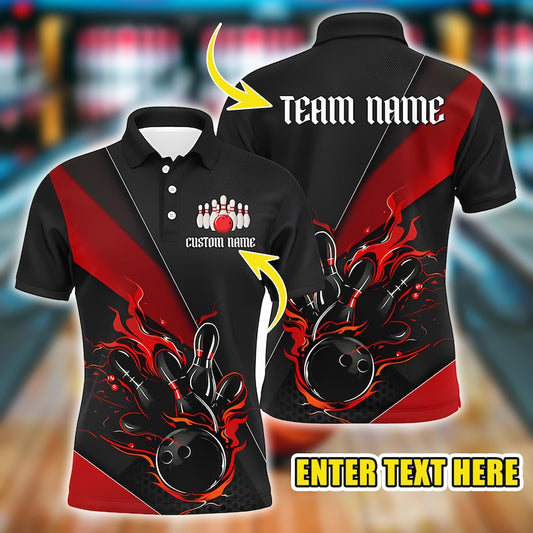 Personalized Bowling Polo, Custom Name Team Jersey for Men and Women, League Bowler Uniform Shirt, Gift for Players.