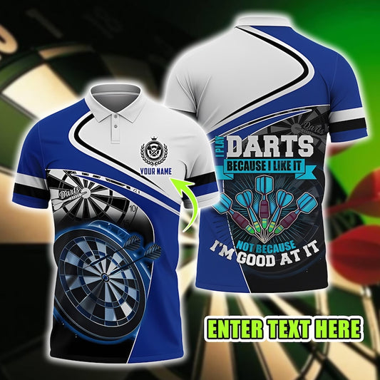 Play Darts Polo Shirt, Personalized Name 3D Dartboard Print, Funny Darts Saying Shirt, Custom Dart Team Jersey, Sports Casual Top.