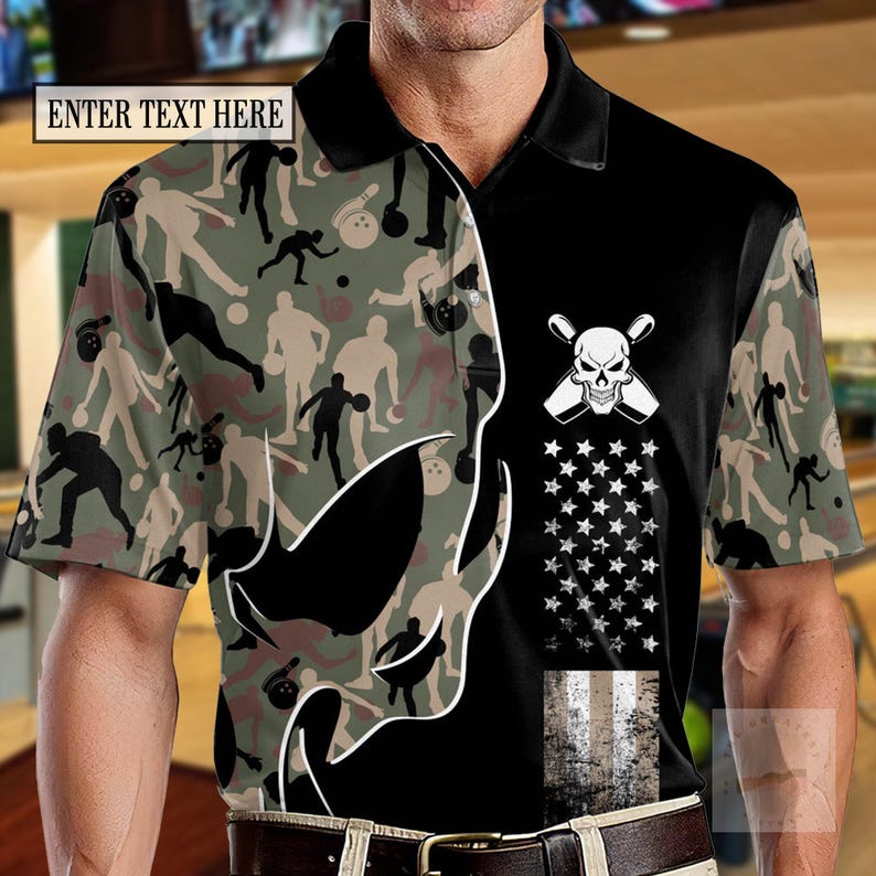 Personalized Skull Bowling Polo Shirt, Custom Team Name Bowling Apparel