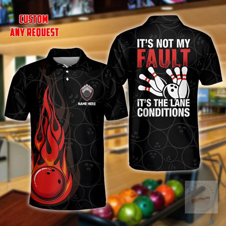 Custom Name Bowling Polo Shirt, Personalized Bowling Team Uniform, Gift for Bowlers