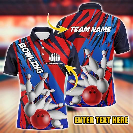 Custom Bowling Polo Shirt with Dynamic Stripes, Perfect for Bowling Teams, Tournaments & League Matches, Ideal for Players, Coaches, Fans.