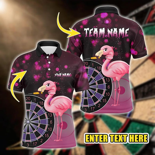 Custom Polo Shirt, 3D Funny Personalized Flamingo Darts Custom Sports Polo Shirt, Team Jerseys, Sport Outfits, Gifts for Darts Lovers.