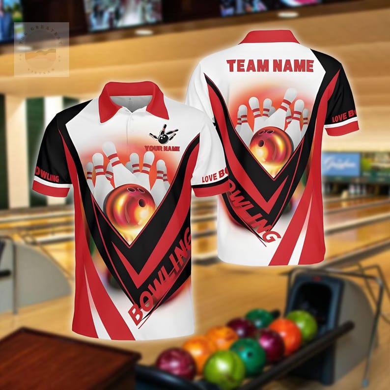 Personalized Multicolor Bowling Polo Shirt, Custom Team and Name Bowling Shirt, Gift for Bowlers, Bowling Team Uniform, Bowling League Shirt