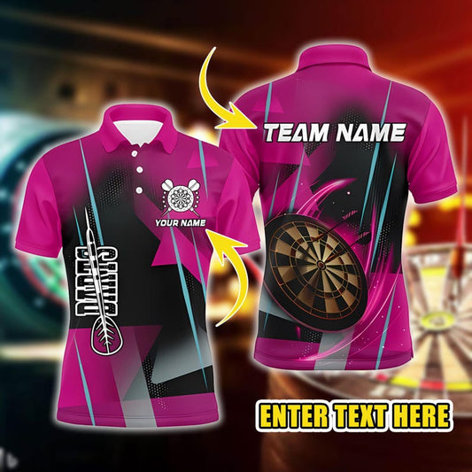 Custom Dart Polo Shirt, Personalized Name & Team Dartboard Design, 3D Overprint Darts Shirt, Dart Team Jersey Gift for Dart Lovers.