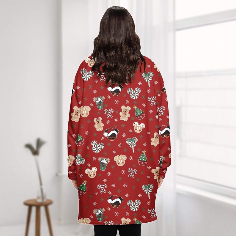 Mickey Santa Hat Blanket Hoodie