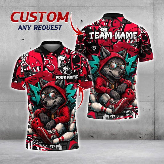 Custom Bowling Jersey, Wolf Bowling Shirt, Personalized Team Name & Player Name, Cool Bowling Shirt for Men Women, Bowling League Uniform.