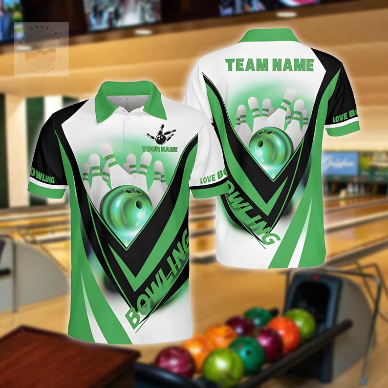 Personalized Multicolor Bowling Polo Shirt, Custom Team and Name Bowling Shirt, Gift for Bowlers, Bowling Team Uniform, Bowling League Shirt