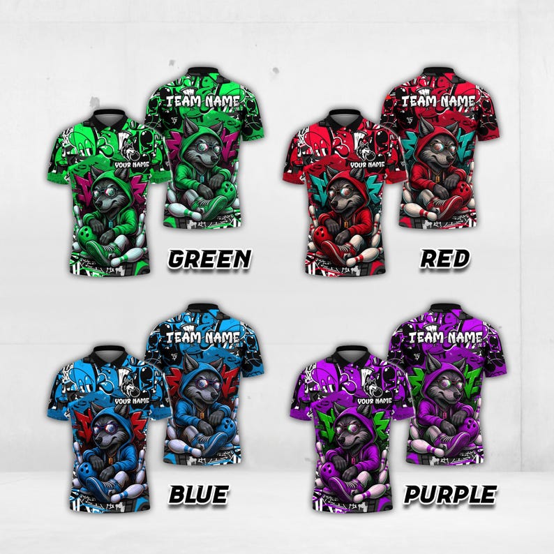 Custom Bowling Jersey, Wolf Bowling Shirt, Personalized Team Name & Player Name, Cool Bowling Shirt for Men Women, Bowling League Uniform.