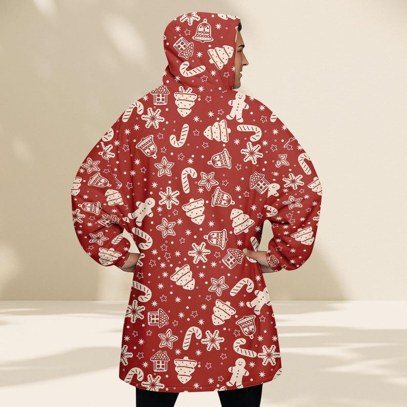 Red Gingerbread Hoodie Blanket