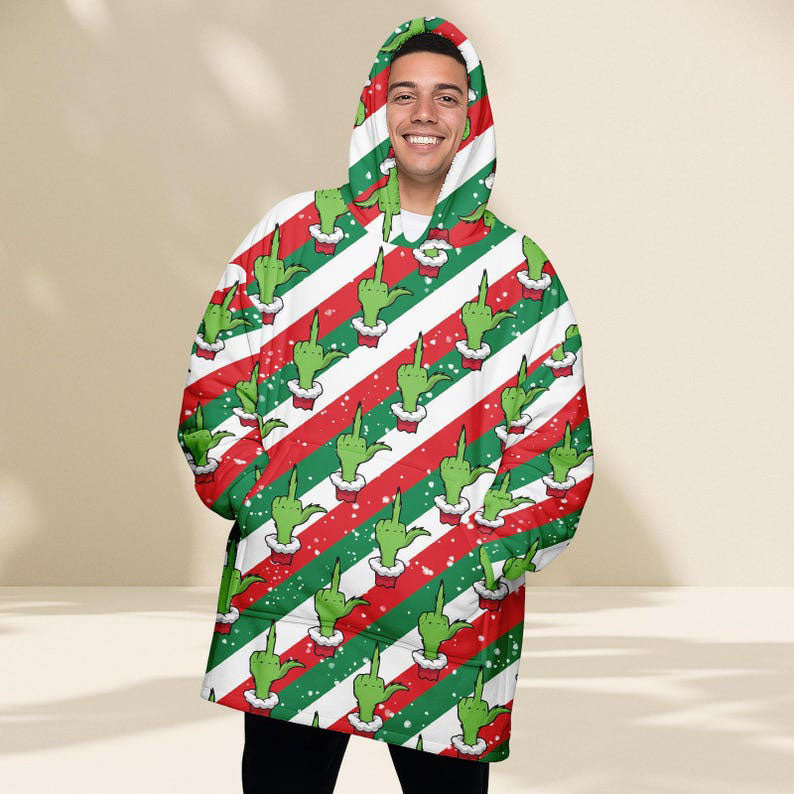 Green Christmas Hoodie Blanket