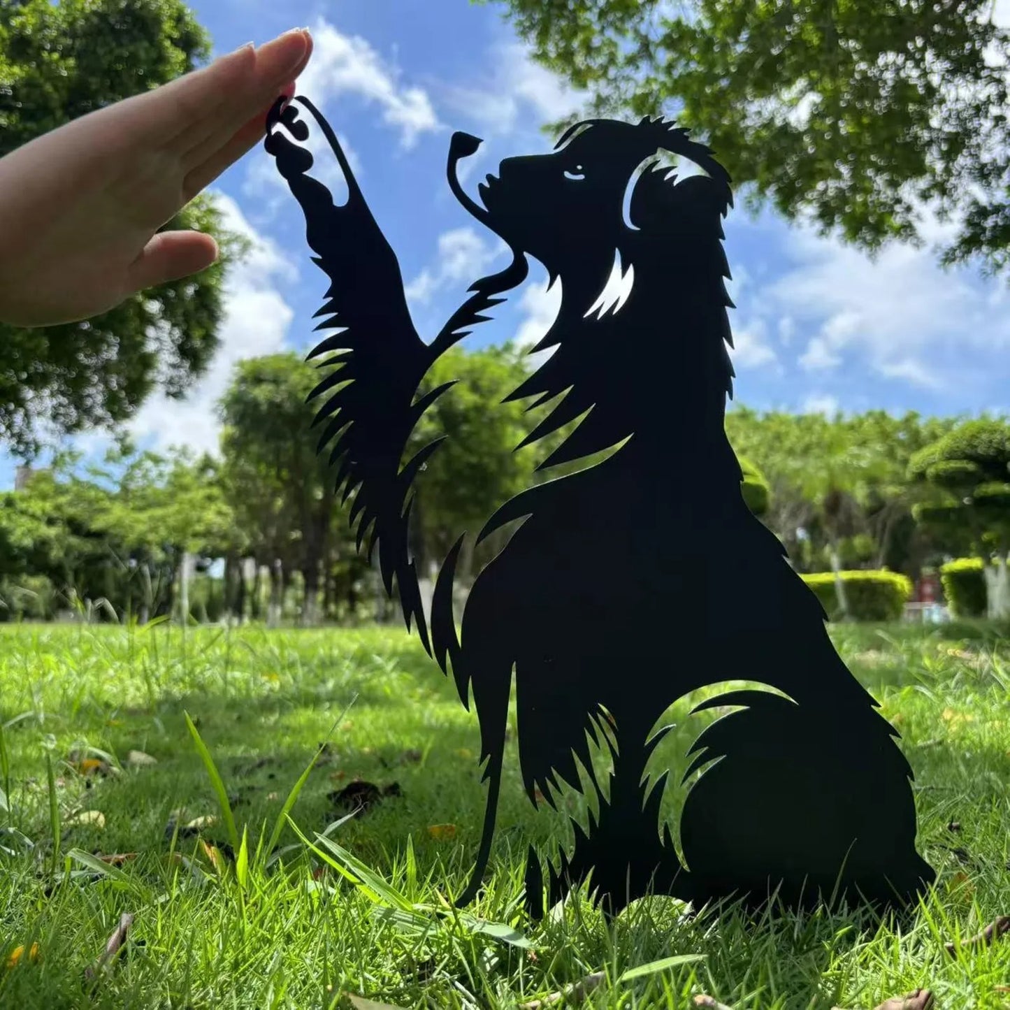 Australian Shepherd High Five, Australian Shepherd Metal Garden Stake