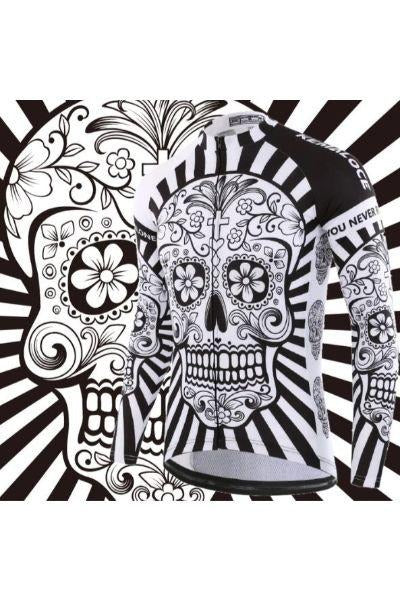 Vintage Skull Long Sleeve Cycling Jersey