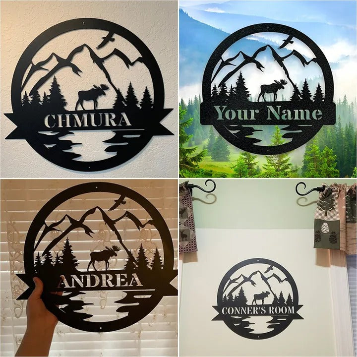 Personalize Moose Metal Sign