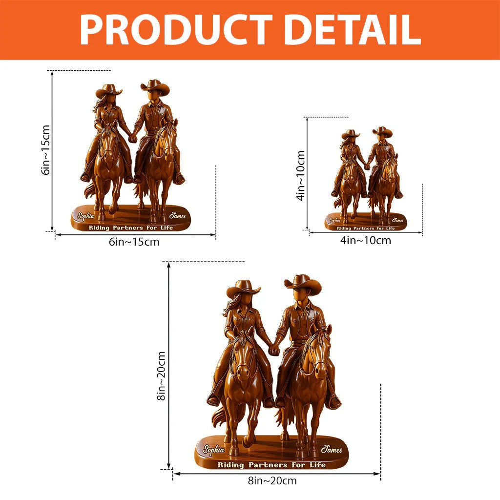 Riding Partners For Life - Personalized Couple Custom Shaped Acrylic Plaque