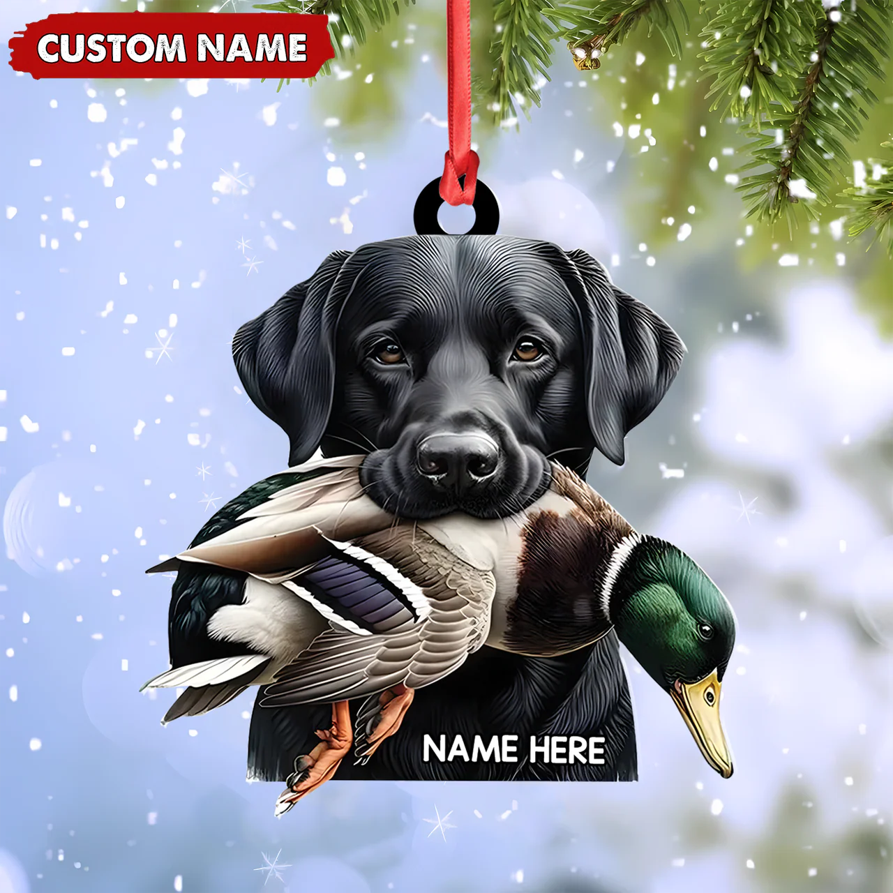 Personalized Hunting Dog Acrylic Ornament - Personalized Labrador Retriever & Duck Christmas Gift