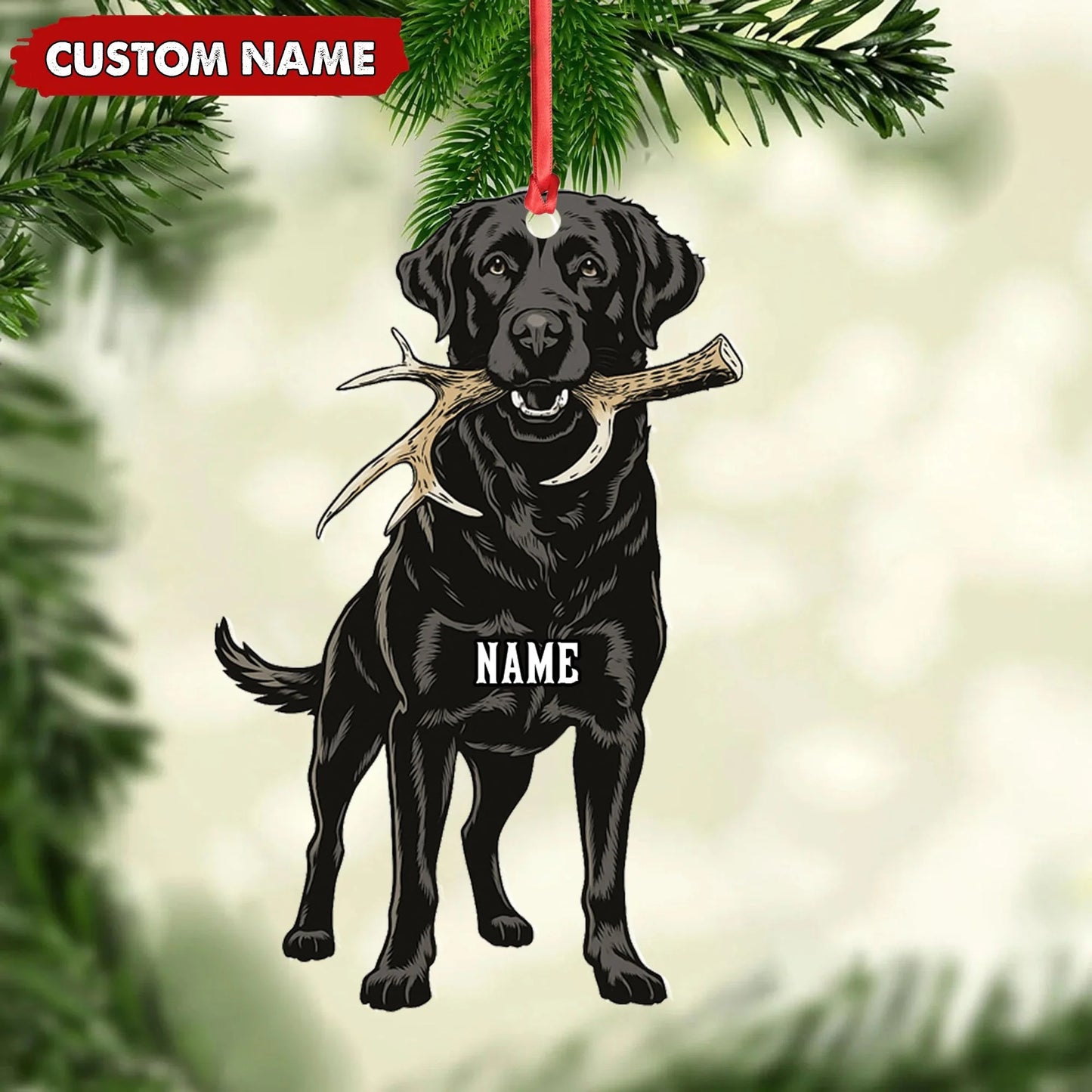 Personalized Black Lab Dog Christmas Ornament - Personalized Hunting Dog Acrylic Decor