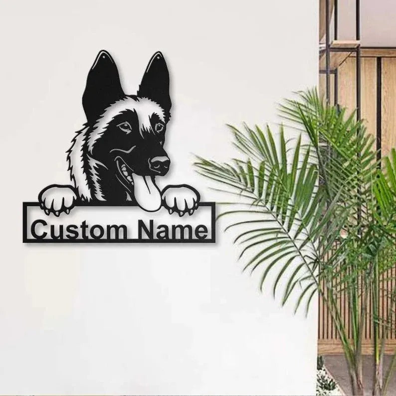 Personalized Malinois Dog Metal Sign Art