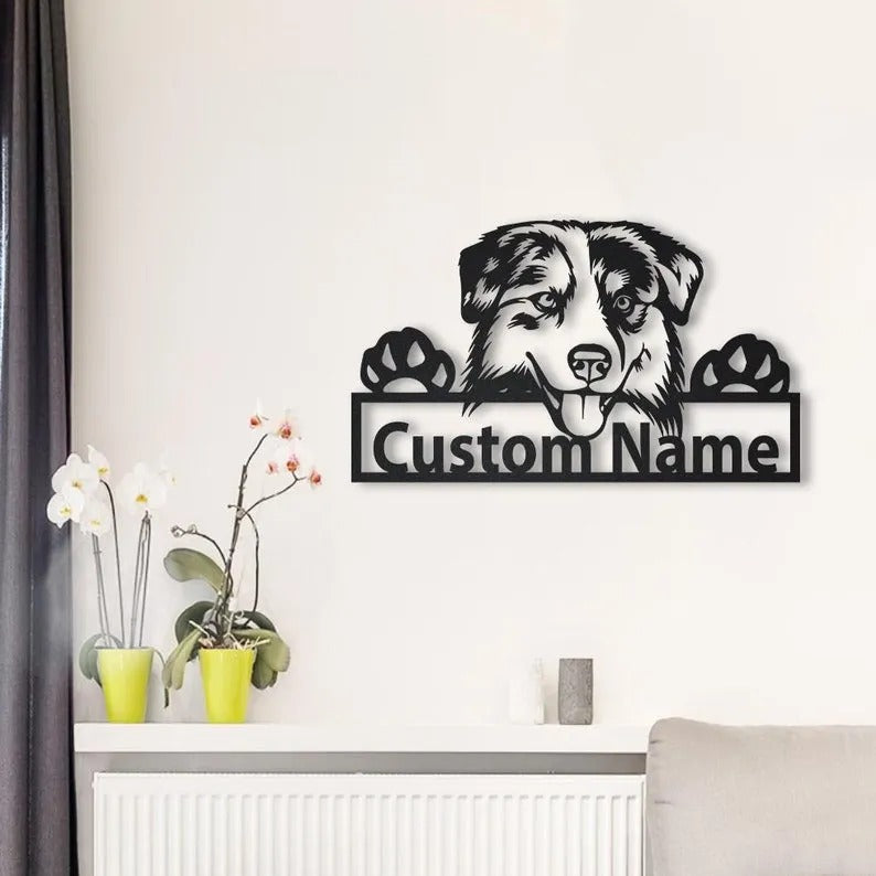 Personalized Australian Shepherd Dog Metal Sign Art