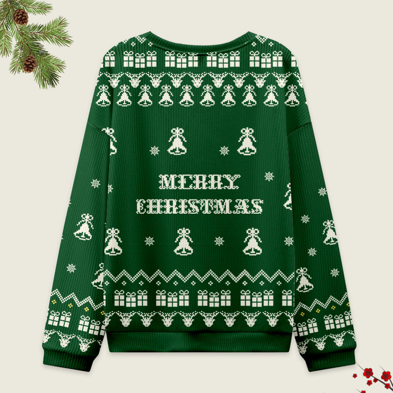 Frog Wearing Santa Hat Green Christmas Ugly Sweatshirt