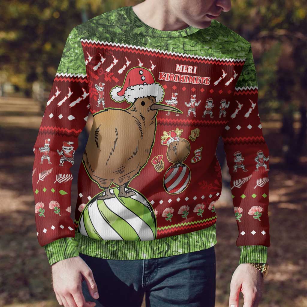 Kiwi Christmas Ugly Christmas Sweater Paua Shell Glitter Green