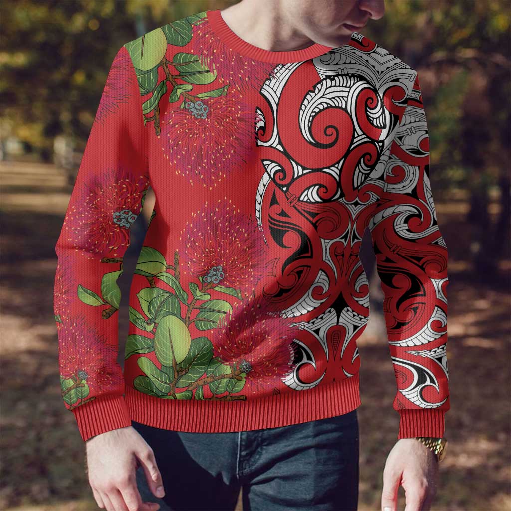 Koru Pohutukawa Ugly Christmas Sweater Meri Kirihimete Aroha for Christmas
