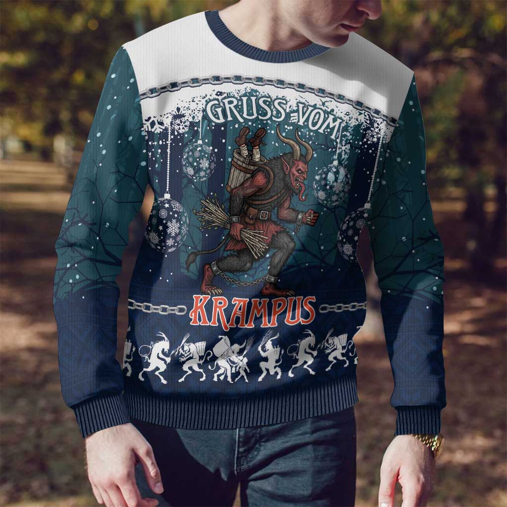 Gruss vom Krampus Christmas Ugly Christmas Sweater Creepy Xmas Devil - Wonder Print Shop