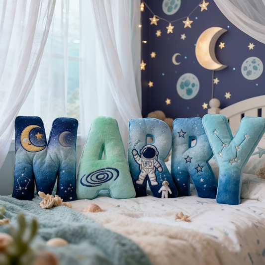 🚀 Space Astronaut Name Pillow – Personalized Galaxy Themed Cushion for Boys