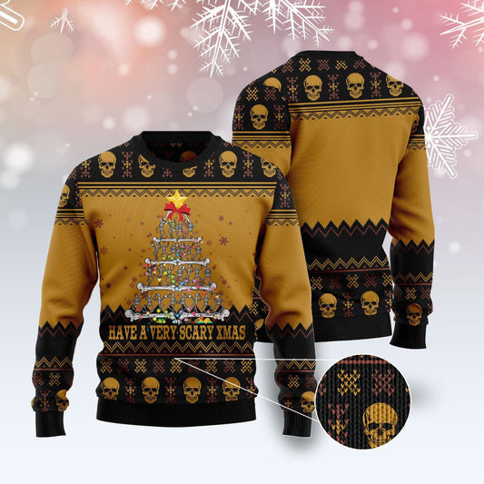 Skull Very Scary Xmas Ugly Christmas Sweater